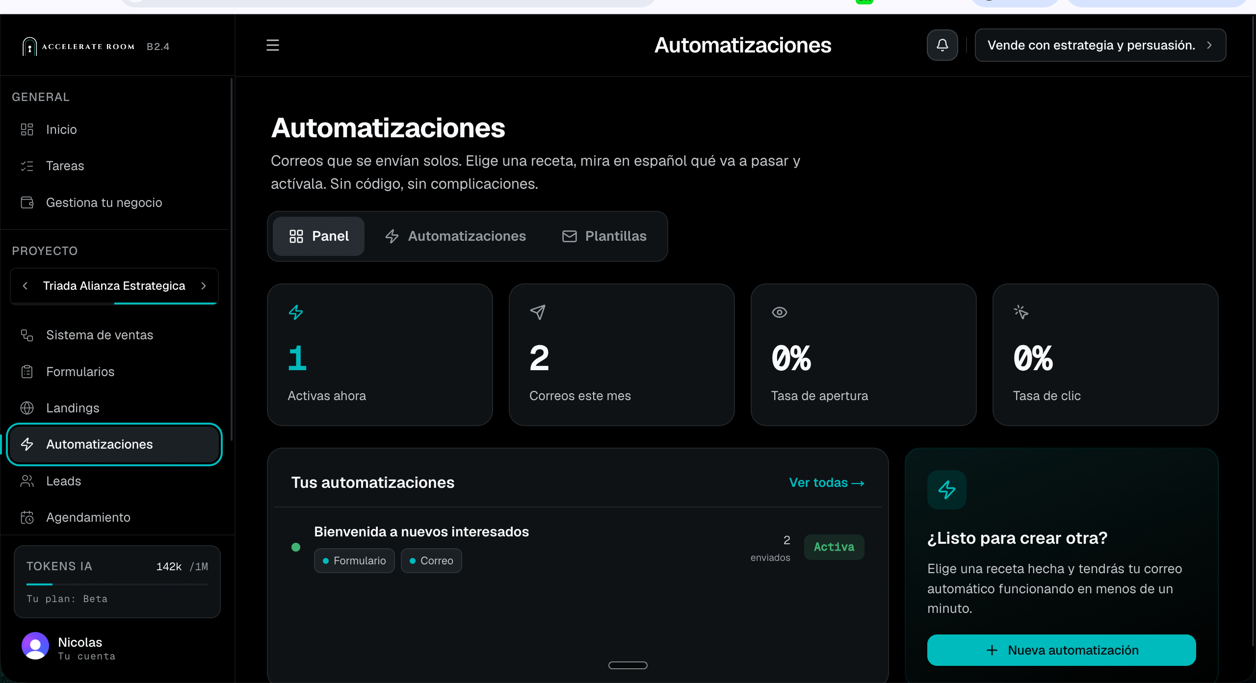 Automatizaciones · Accelerate Room