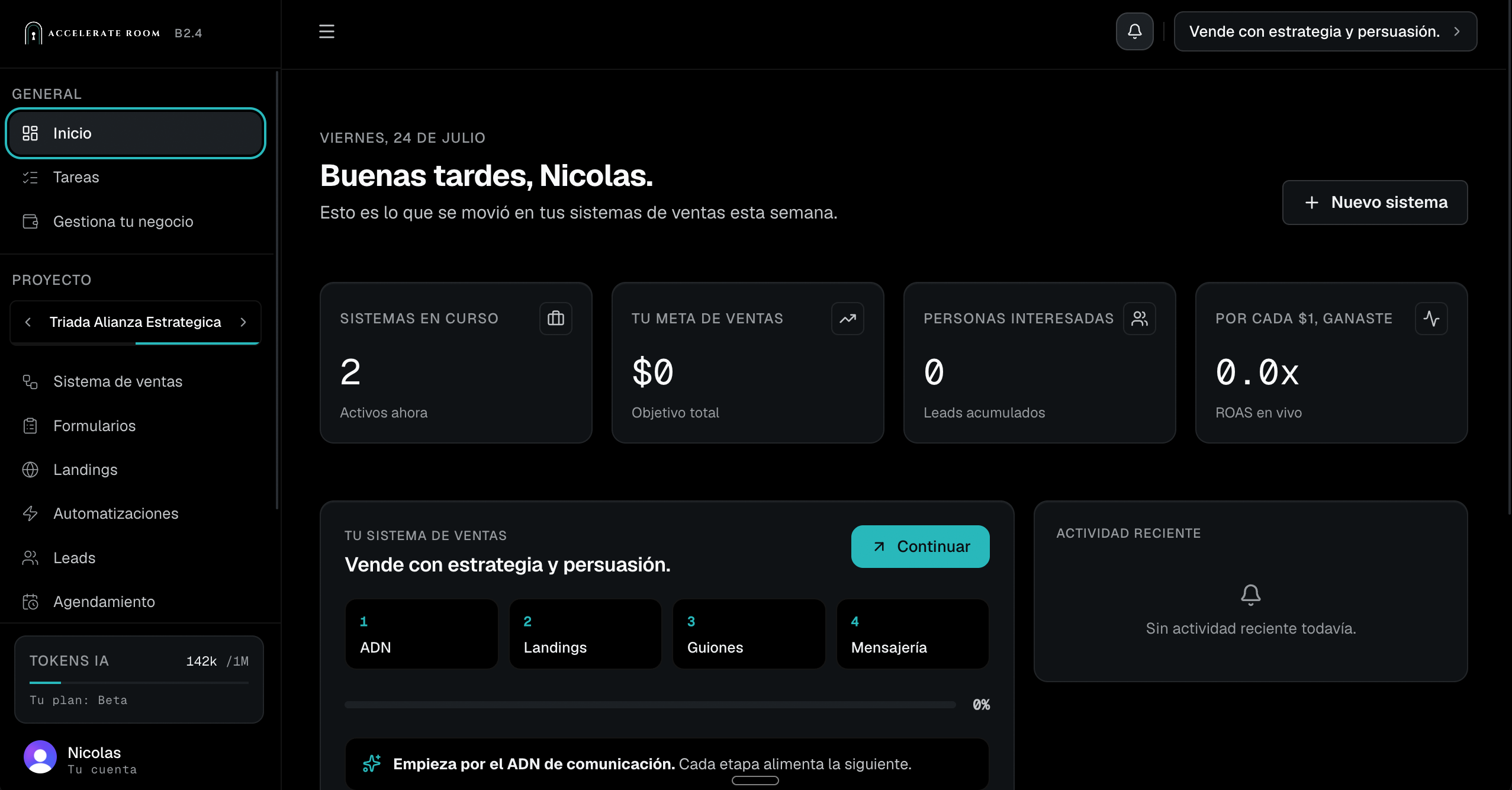 Inicio · Accelerate Room